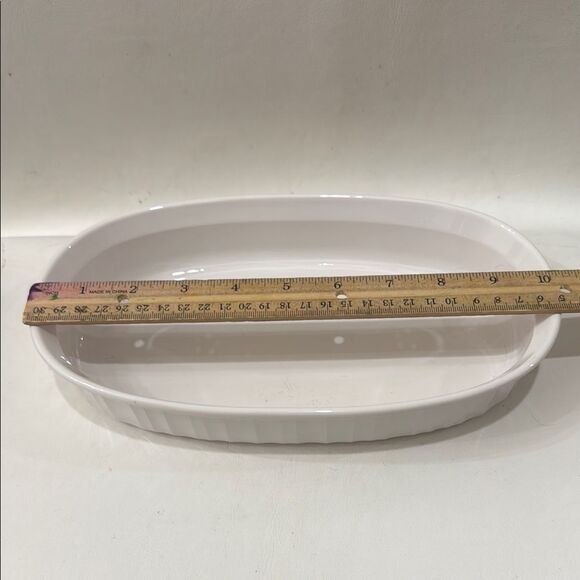 Corningware White Oval Ribbed Bakeware Dish 10 In X 1 3/4 In One Liter F-7-B - Picture 4 of 7